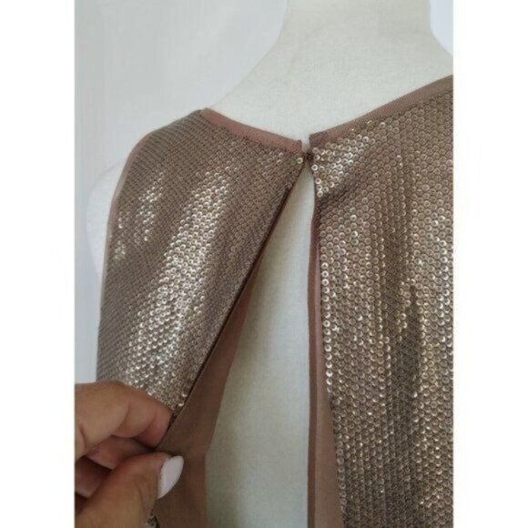 BCBGMaxAzria Jumpsuit M Gold Sequins Sleeveless Lowe  Formal Party - Picture 12 of 16